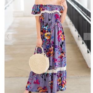 Purple floral maxi dress